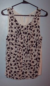 Elle Juniors Women Size M Medium Tank Top Floral Black/White Pullover GUC - Picture 1 of 2