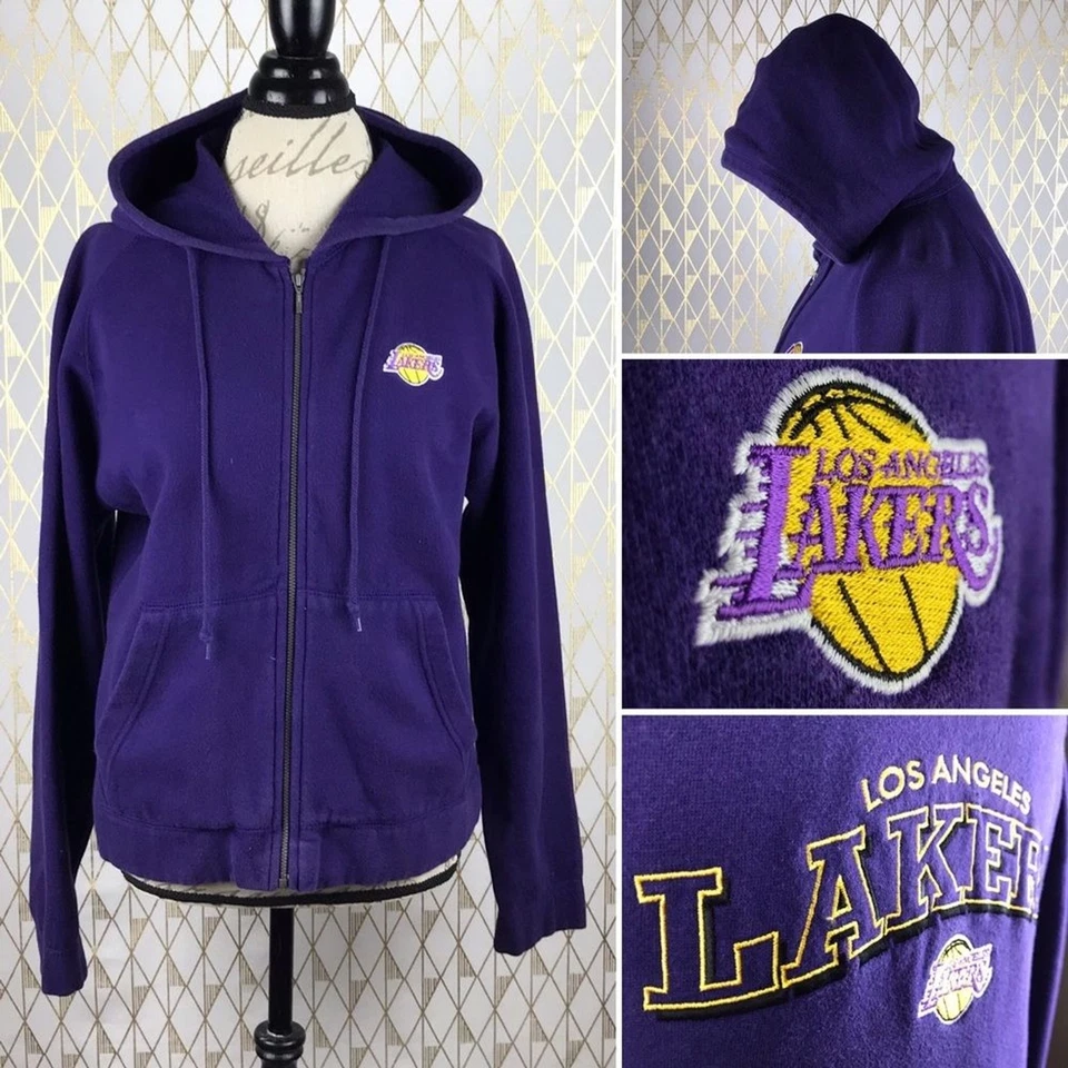 Antigua Authentic LA LAKERS Embroidered Full Zip Long Sleeve Purple Hoodie S - Image 1 of 4