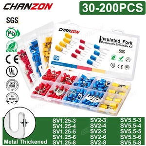 Sv1.25 Sv2 Sv5.5 Fork Splice Crimp Electrical Wire Cable Connectors Terminal Kit - Picture 1 of 24