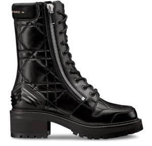 Botas Botín al Tobillo DIOR D-LEADER Leader Cannage Cuero Acolchado Combate $1950 - Imagen 1 de 15
