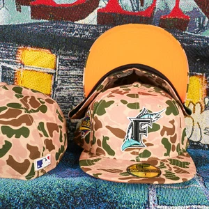New Era Florida Marlins 1997 World Series Ente tarnfarben sitzende Mütze Kappe orange UV - Bild 1 von 2