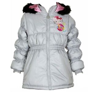 Hello Kitty Infant/Toddler Girl's HK031 Puffer Hooded Grey Winter Jacket Sz. 2T