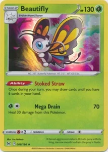 Holo Beautifly 008/196 Rare Lost Origin Pokemon TCG - Picture 1 of 1