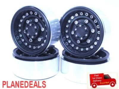  4 x 1.9 Alloy MILITARY WHEELS  for 1/10 rc crawler rc trucks 25.4mm  BLACK B15a - Image 1 of 2