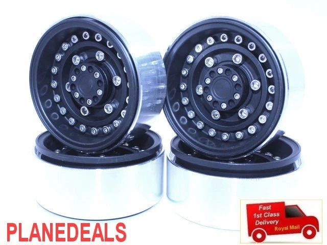  4 x 1.9 Alloy MILITARY WHEELS  for 1/10 rc crawler rc trucks 25.4mm  BLACK B15a - Image 1 of 2
