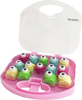 EXERZ Paper Punch Set 14pcs Art & Craft in a Storage Box Children’s Crafting