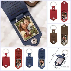 Portachiavi in pelle personalizzato stampa a colori foto inciso calendario testo personalizzato - Foto 1 di 29