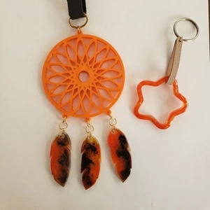 Tsurikawa JDM Handle Car Charm Accessory dreamcatcher with feathers orange  - Bild 1 von 6