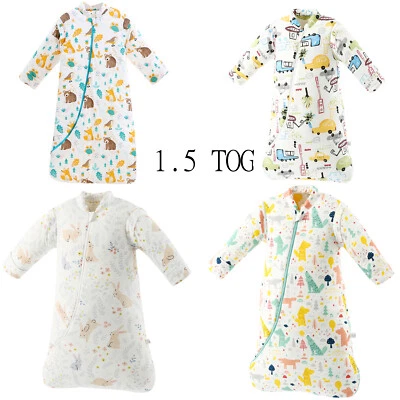 Baby Schlafsack 1,5 Tog Herbst Baumwolle mit abnehmbaren Ärmeln Warmes Futter - Bild 1 von 4