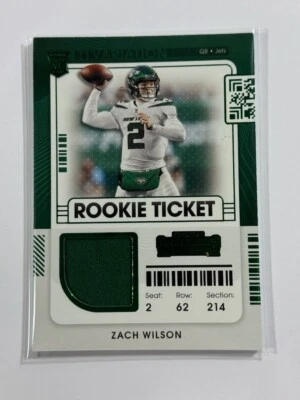Zach Wilson 2021 Panini Contenders Rookie Ticket Patch Card RSV-ZWI SP Jets - Image 1 of 2