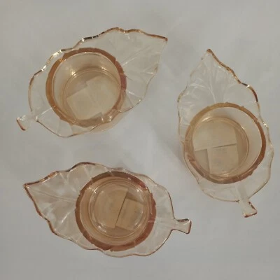 Yankee Candle Bronce Pálido Vidrio TL/H Núcleo Hoja Tealight Juego de 3 Soportes Foto 1 de 4