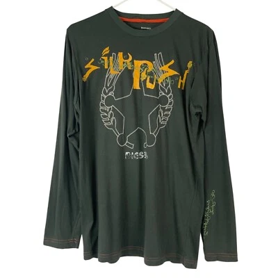 Camiseta Diesel Gris Manga Larga Cuello Redondo Estampado Gráfico Talla M Foto 1 de 4