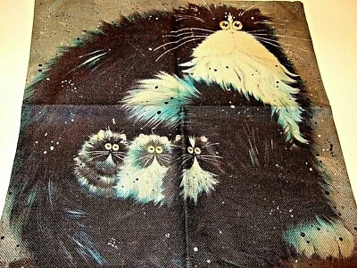 Square Cotton Canvas Mama Cat & Three Kittens Pillow Cover 17" x 17" NEW (#80) - Image 1 of 4
