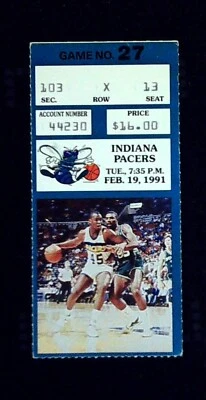 Pacers Hornets NBA Ticket Stub Reggie Miller HOF Chuck Person Photo 2/19/1991 - Image 1 of 2