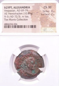 Vespasian. AD 69-79. Æ Hemidrachm . Egypt Alexandria. NGC Ch XF 4/5.2/5.Morris - Picture 1 of 2