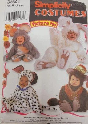 Simplicity Costumes 9821 Toddler Animal Costumes mouse rabbit monkey dog Pattern - Image 1 of 3