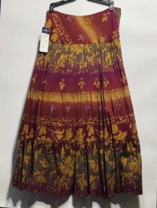 Falda colorida midi con capas Chaps XS NUEVA CON ETIQUETAS $79 - Imagen 1 de 3