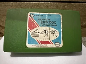 Caja de chatarra multiusos vintage 1972 Mid Century verde esterlina con accesorios - Imagen 1 de 6