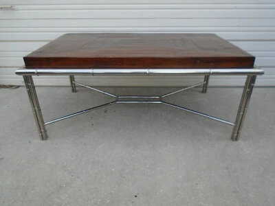 Faux Bamboo coffee Table Art Deco Century Silver Hollywood Regency West Indies - Image 1 of 4