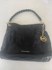 Michael Kors Black Leather Top Handle Handbag Authentic - Picture 1 of 12