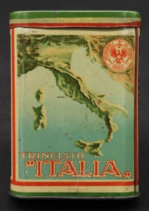 Lata de tabaco de bolsillo vertical escasa Trinciato Italia publicidad rara de 1920 V1 - Imagen 1 de 13