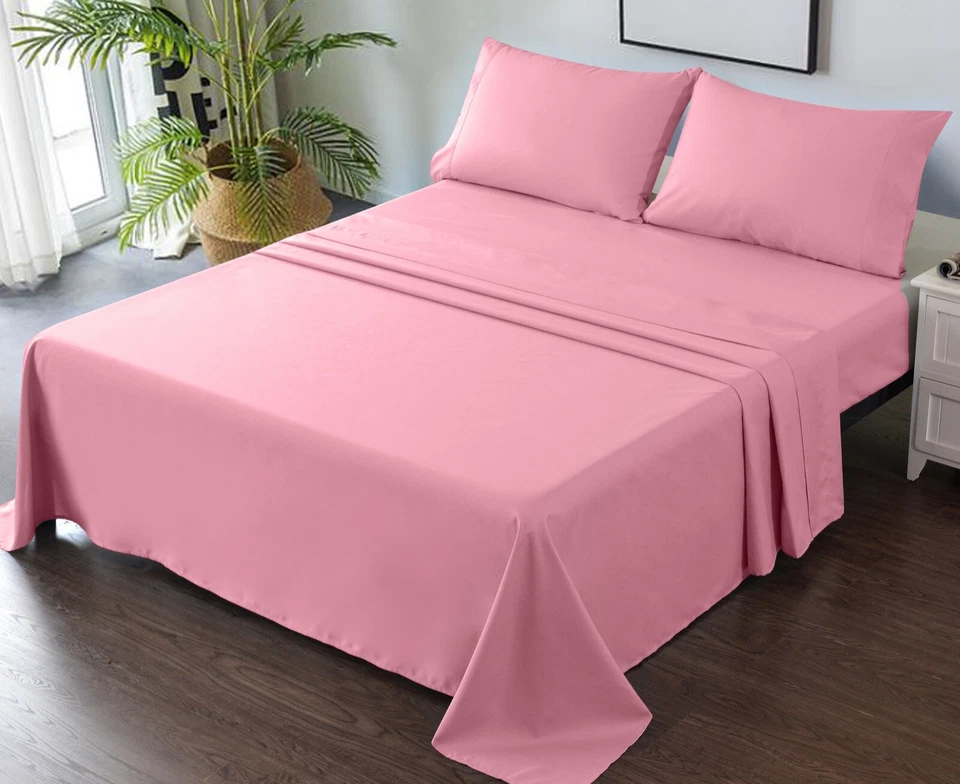 Excelente juego de sábanas, ajustadas, planas, fundas de almohada - transpirables y suaves, bolsillo profundo Foto 1 de 1