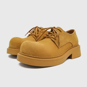 Zapatos de trabajo retro de cuero de gamuza real con cordones de tacón con punta redonda para hombre 9 - Imagen 1 de 16