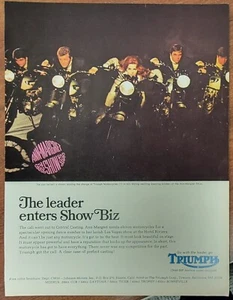 1967 Triumph Motorcycle Print Ad featuring Ann Margaret Las Vegas Show Riviera - Picture 1 of 1