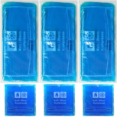 Kälte Wärme Gel Kompressen Pad Kühlpad Kühlkissen Kühlkompresse 3x groß 3x klein - Bild 1 von 4