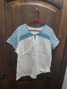 SJB ACTIVE LADIES STRETCH WHITE/BLUE COTTON Sz 2X - Picture 1 of 4