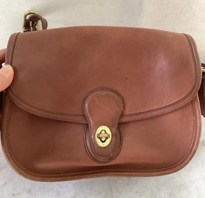 Vintage Coach British Tan Leather Prairie Crossbody Bag USA - Bild 1 von 21