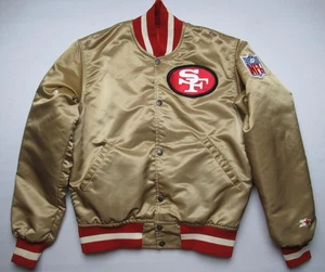 Vtg 80's Starter Pro-Line San Francisco 49ers Gold Satin Snap-Down Jacket Mens S - Picture 1 of 20