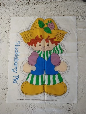 Vtg 1980s Strawberry Shortcake Pillow Fabric Panel Cut & Sew 20” Huckleberry Pie - Imagem 1 de 2