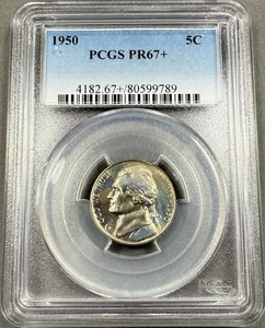 Jefferson Nickel 1950 5c - PCGS PR67+ Plus - Tonificación ligera para violonchelo - Imagen 1 de 2