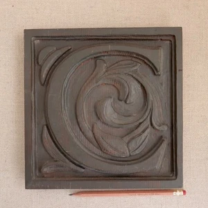 Evelyn Ackerman Letter C Panel Carved Wood Panelcarve Initial MCM 60s California - Picture 1 of 10