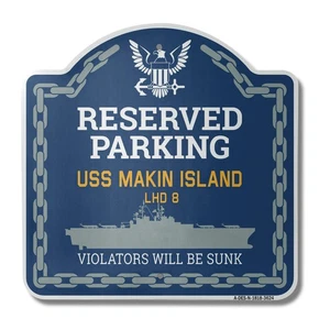 USS MAKIN ISLAND LHD 8 | 18" X 18" Heavy-Gauge Aluminum Designer Navy Ship Sign - Picture 1 of 4