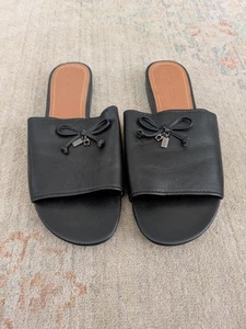 Coach Black Leather Tassel Slide Sandal Size 10 - Picture 1 of 5