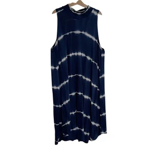 Ginger G Tie Dye Tank Dress Casual Sleeveless Blue White Size Large VGUC *Read - Picture 1 of 6