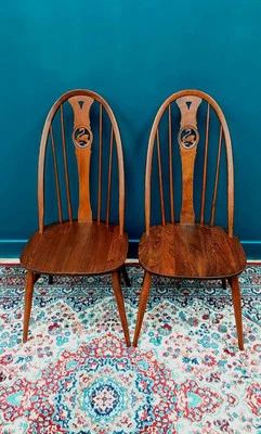 Ercol Swan Back Gold Stamp Vintage Mid Century Dining Chairs (Set Of 4) - Image 1 of 4