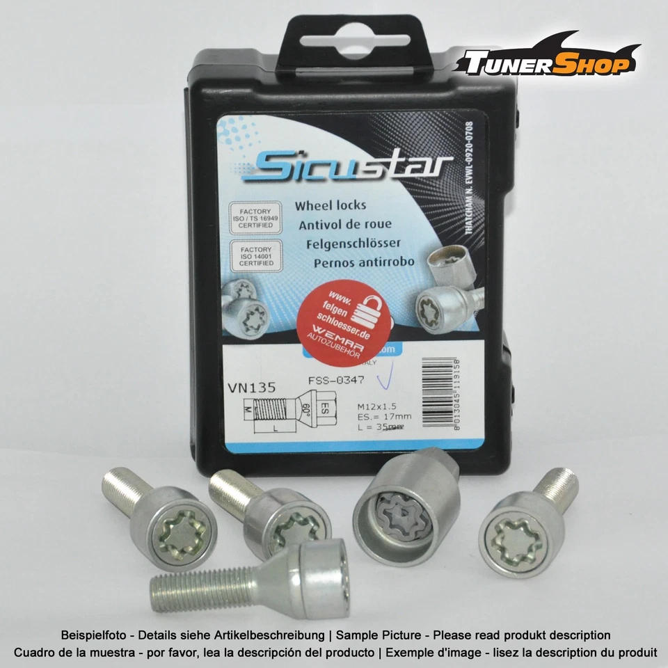 Cerraduras de rueda extendidas cónicas M12x1,25 45 mm para Nissan 100 NX 200 SX 280 ZXZXT 30 Foto 1 de 1