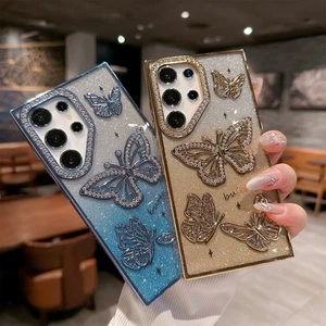 For Samsung Galaxy S23 FE S24+ S25 Ultra Luxury Cute 3D Butterfly Plating Case - Picture 1 of 14