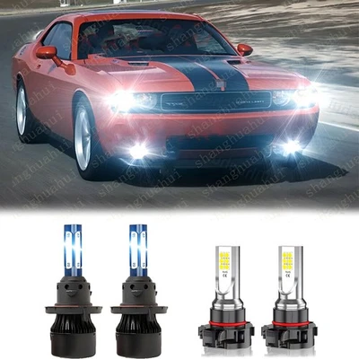 For Dodge Challenger 2011-2014 10000K LED Headlight + Fog Light Bulbs Combo kit - Image 1 of 4