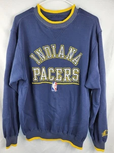 VINTAGE LOGO Indiana Pacers Sweatshirt Large NBA Embroidered Reggie Miller Hoops - Picture 1 of 17