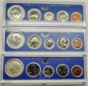 1966 1967 1967 SMS ~ Bundle of 3 U.S. Special Mint Sets ~ 3-40% Silver Kennedys - Picture 1 of 24