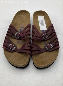 Birkenstock Womens Granada Burgundy Open Toe Slip On Slide Sandals Size 9.5 - Picture 1 of 7