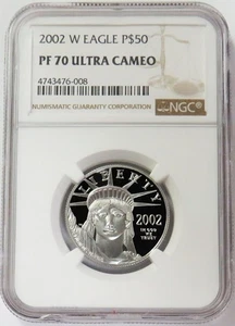2002 W PLATINUM $50 AMERICAN EAGLE 1/2oz STATUE OF LIBERTY NGC PF 70 UC - Picture 1 of 3