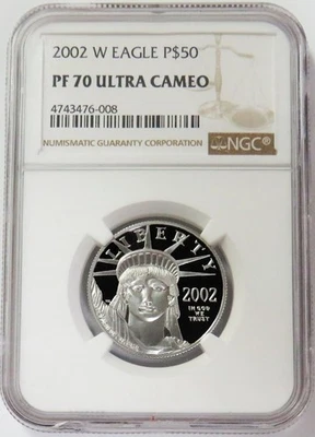2002 W PLATINUM $50 AMERICAN EAGLE 1/2oz STATUE OF LIBERTY NGC PF 70 UC - Image 1 of 3
