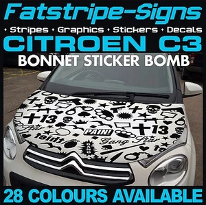 para adaptarse a CITROEN C3 PEGATINA GRÁFICOS CAPÓ BOMBA CALCOMANÍAS PEGATINAS RAYAS 1.4 1.6 - Imagen 1 de 1