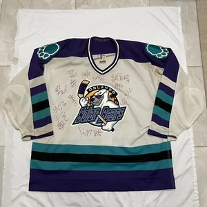 Vintage 99 Orlando Solar Bears Hockey Jersey Size 56 Team Autograph Fight Strap - Picture 1 of 12