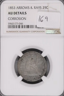 1853 Seated Liberty Silver Quarter w/Arrows & Rays NGC AU Details #7-046 - Image 1 of 2